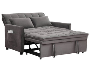 English Elm 51.2" Velvet Sleeper Loveseat with 5-position Recline and Pull-out Bed for Small Spaces Gray W1193P503369