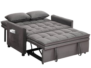 English Elm 51.2" Velvet Sleeper Loveseat with 5-position Recline and Pull-out Bed for Small Spaces Gray W1193P503369