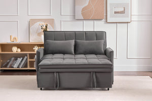 English Elm 51.2" Velvet Sleeper Loveseat with 5-position Recline and Pull-out Bed for Small Spaces Gray W1193P503369