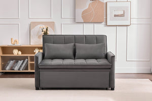 English Elm 51.2" Velvet Sleeper Loveseat with 5-position Recline and Pull-out Bed for Small Spaces Gray W1193P503369