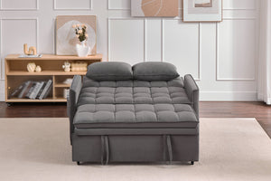 English Elm 51.2" Velvet Sleeper Loveseat with 5-position Recline and Pull-out Bed for Small Spaces Gray W1193P503369