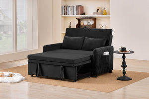 English Elm 51.2" Velvet Sleeper Loveseat with 5-position Recline and Pull-out Bed for Small Spaces W1193P503441