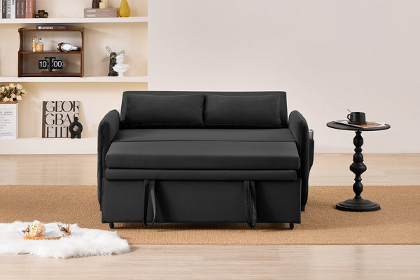 English Elm 51.2" Velvet Sleeper Loveseat with 5-position Recline and Pull-out Bed for Small Spaces W1193P503441