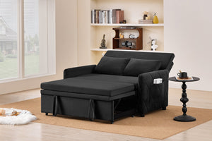 English Elm 51.2" Velvet Sleeper Loveseat with 5-position Recline and Pull-out Bed for Small Spaces W1193P503441