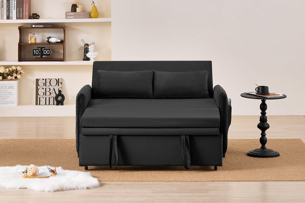 English Elm 51.2" Velvet Sleeper Loveseat with 5-position Recline and Pull-out Bed for Small Spaces W1193P503441