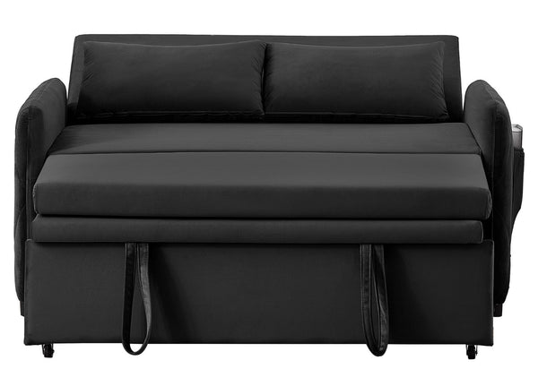 English Elm 51.2" Velvet Sleeper Loveseat with 5-position Recline and Pull-out Bed for Small Spaces W1193P503441