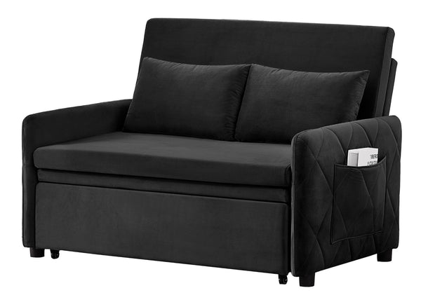 English Elm 51.2" Velvet Sleeper Loveseat with 5-position Recline and Pull-out Bed for Small Spaces W1193P503441