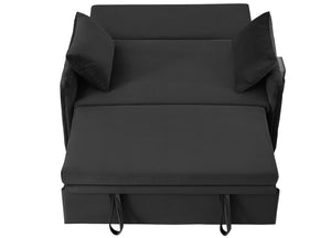 English Elm 51.2" Velvet Sleeper Loveseat with 5-position Recline and Pull-out Bed for Small Spaces W1193P503441