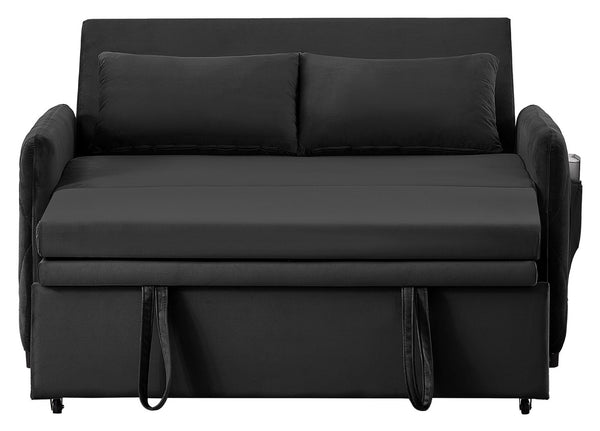 English Elm 51.2" Velvet Sleeper Loveseat with 5-position Recline and Pull-out Bed for Small Spaces W1193P503441