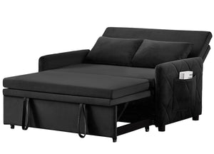 English Elm 51.2" Velvet Sleeper Loveseat with 5-position Recline and Pull-out Bed for Small Spaces W1193P503441