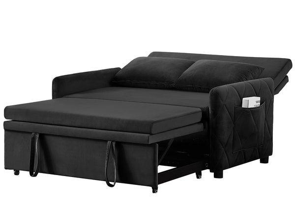 English Elm 51.2" Velvet Sleeper Loveseat with 5-position Recline and Pull-out Bed for Small Spaces W1193P503441