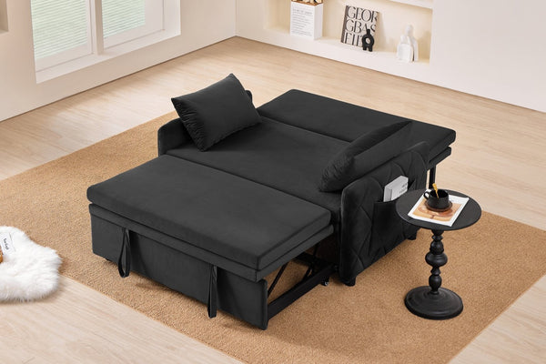 English Elm 51.2" Velvet Sleeper Loveseat with 5-position Recline and Pull-out Bed for Small Spaces W1193P503441