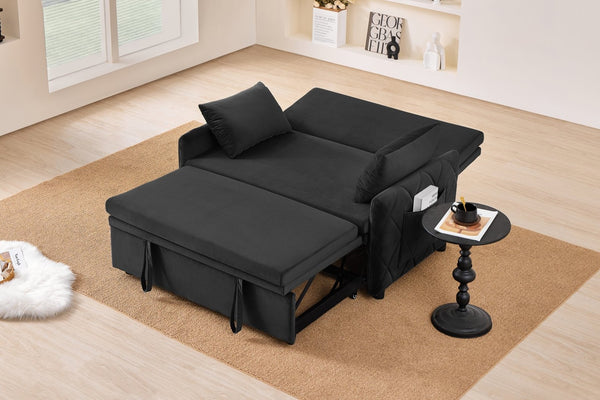 English Elm 51.2" Velvet Sleeper Loveseat with 5-position Recline and Pull-out Bed for Small Spaces W1193P503441