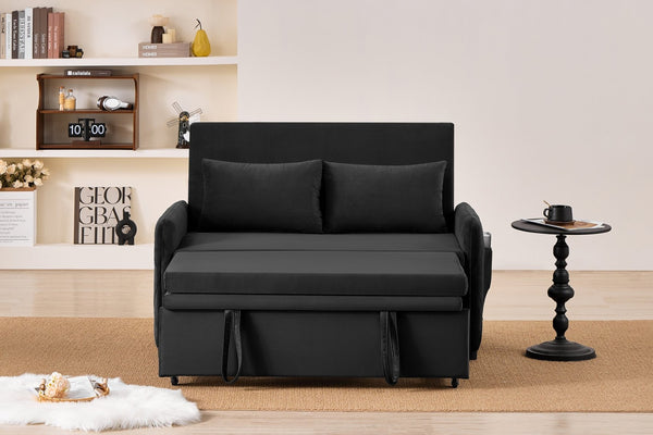 English Elm 51.2" Velvet Sleeper Loveseat with 5-position Recline and Pull-out Bed for Small Spaces W1193P503441