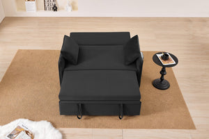 English Elm 51.2" Velvet Sleeper Loveseat with 5-position Recline and Pull-out Bed for Small Spaces W1193P503441