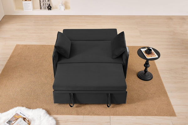 English Elm 51.2" Velvet Sleeper Loveseat with 5-position Recline and Pull-out Bed for Small Spaces W1193P503441