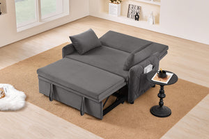 English Elm 51.2" Diamond Quilted Velvet Sleeper Loveseat with 5 Recline Positions for Apartments Gray W1193P503442