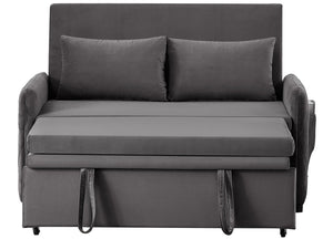 English Elm 51.2" Diamond Quilted Velvet Sleeper Loveseat with 5 Recline Positions for Apartments Gray W1193P503442
