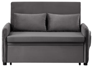English Elm 51.2" Diamond Quilted Velvet Sleeper Loveseat with 5 Recline Positions for Apartments Gray W1193P503442