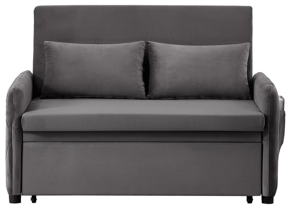English Elm 51.2" Diamond Quilted Velvet Sleeper Loveseat with 5 Recline Positions for Apartments Gray W1193P503442