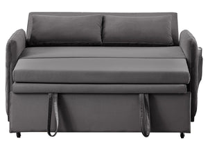 English Elm 51.2" Diamond Quilted Velvet Sleeper Loveseat with 5 Recline Positions for Apartments Gray W1193P503442