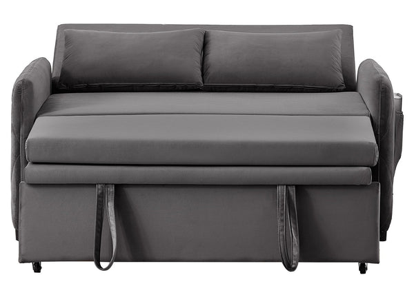 English Elm 51.2" Diamond Quilted Velvet Sleeper Loveseat with 5 Recline Positions for Apartments Gray W1193P503442