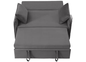 English Elm 51.2" Diamond Quilted Velvet Sleeper Loveseat with 5 Recline Positions for Apartments Gray W1193P503442