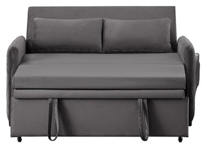 English Elm 51.2" Diamond Quilted Velvet Sleeper Loveseat with 5 Recline Positions for Apartments Gray W1193P503442