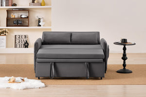English Elm 51.2" Diamond Quilted Velvet Sleeper Loveseat with 5 Recline Positions for Apartments Gray W1193P503442