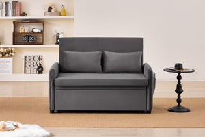 English Elm 51.2" Diamond Quilted Velvet Sleeper Loveseat with 5 Recline Positions for Apartments Gray W1193P503442