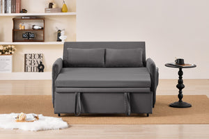 English Elm 51.2" Diamond Quilted Velvet Sleeper Loveseat with 5 Recline Positions for Apartments Gray W1193P503442