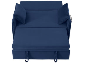 English Elm 51.2" Diamond Quilted Velvet Sleeper Loveseat with 5 Recline Positions for Apartments Blue W1193P503667
