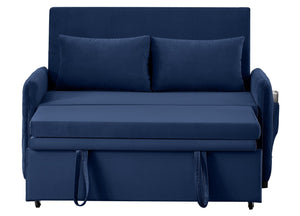 English Elm 51.2" Diamond Quilted Velvet Sleeper Loveseat with 5 Recline Positions for Apartments Blue W1193P503667