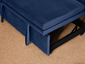 English Elm 51.2" Diamond Quilted Velvet Sleeper Loveseat with 5 Recline Positions for Apartments Blue W1193P503667