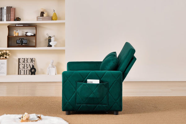 English Elm 51.2" Diamond Quilted Velvet Sleeper Loveseat with 5 Recline Positions for Apartments W1193P503670