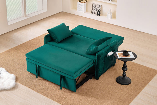 English Elm 51.2" Diamond Quilted Velvet Sleeper Loveseat with 5 Recline Positions for Apartments W1193P503670
