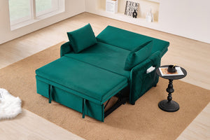 English Elm 51.2" Diamond Quilted Velvet Sleeper Loveseat with 5 Recline Positions for Apartments W1193P503670