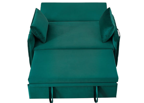 English Elm 51.2" Diamond Quilted Velvet Sleeper Loveseat with 5 Recline Positions for Apartments W1193P503670