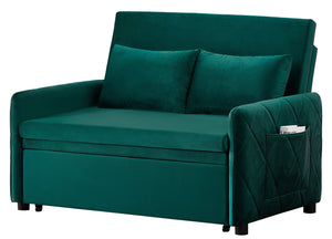 English Elm 51.2" Diamond Quilted Velvet Sleeper Loveseat with 5 Recline Positions for Apartments W1193P503670
