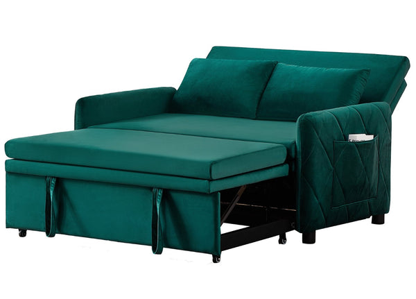 English Elm 51.2" Diamond Quilted Velvet Sleeper Loveseat with 5 Recline Positions for Apartments W1193P503670