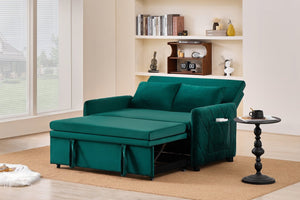 English Elm 51.2" Diamond Quilted Velvet Sleeper Loveseat with 5 Recline Positions for Apartments W1193P503670