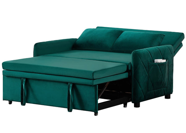 English Elm 51.2" Diamond Quilted Velvet Sleeper Loveseat with 5 Recline Positions for Apartments W1193P503670