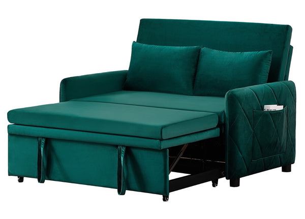 English Elm 51.2" Diamond Quilted Velvet Sleeper Loveseat with 5 Recline Positions for Apartments W1193P503670