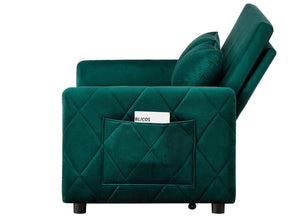English Elm 51.2" Diamond Quilted Velvet Sleeper Loveseat with 5 Recline Positions for Apartments W1193P503670