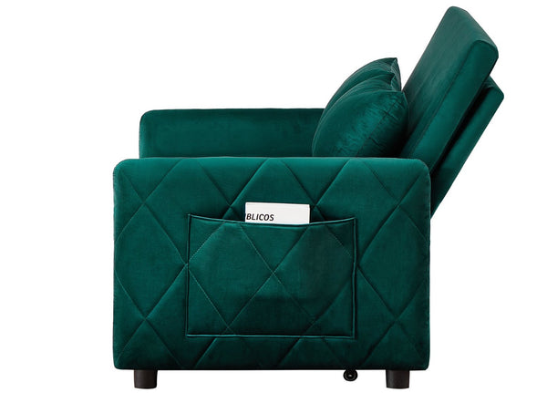 English Elm 51.2" Diamond Quilted Velvet Sleeper Loveseat with 5 Recline Positions for Apartments W1193P503670