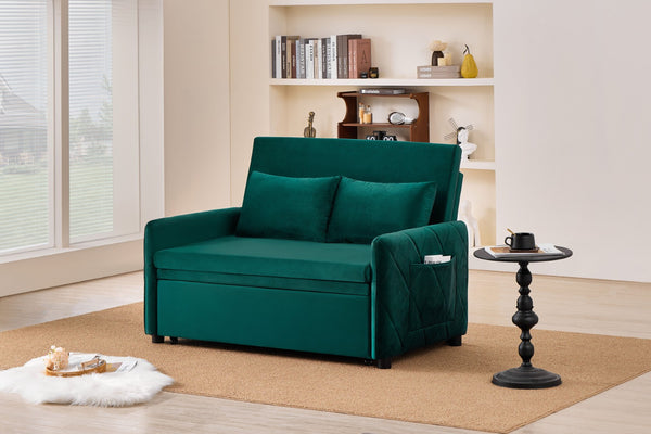 English Elm 51.2" Diamond Quilted Velvet Sleeper Loveseat with 5 Recline Positions for Apartments W1193P503670