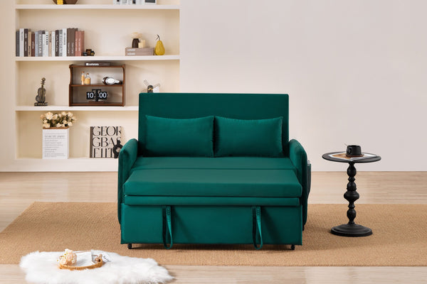 English Elm 51.2" Diamond Quilted Velvet Sleeper Loveseat with 5 Recline Positions for Apartments W1193P503670