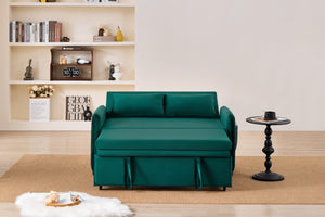 English Elm 51.2" Diamond Quilted Velvet Sleeper Loveseat with 5 Recline Positions for Apartments W1193P503670