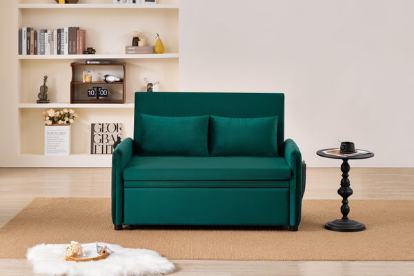 English Elm 51.2" Diamond Quilted Velvet Sleeper Loveseat with 5 Recline Positions for Apartments W1193P503670