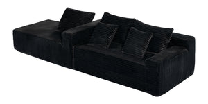 English Elm 94.06 Inch Corduroy Modular Sectional Sofa with Left Chaise and Armrest Storage Pockets W1193P539061